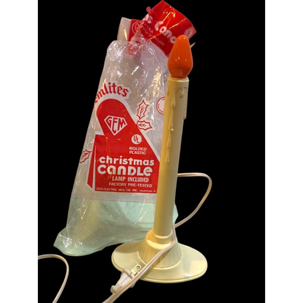 Vintage Gemlites Plastic Prelit Candle Gem Ivory Drip Look 9 Inch